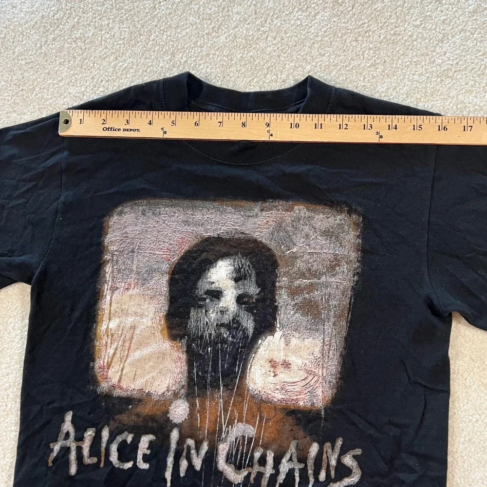 Anvil Alice‎ in Chains Shirt Mens Small Black Real VTG Concert Graphic Rock Tee